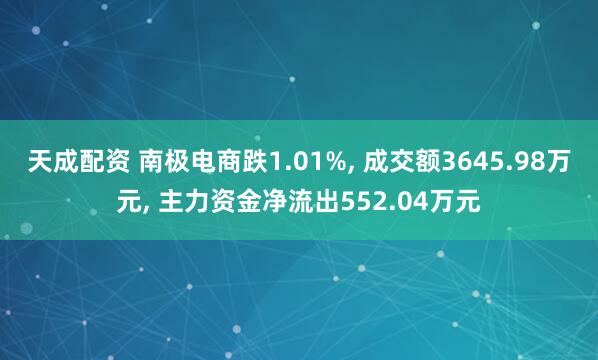 天成配资 南极电商跌1.01%, 成交额3645.98万元, 主力资金净流出552.04万元