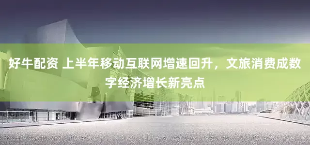 好牛配资 上半年移动互联网增速回升，文旅消费成数字经济增长新亮点